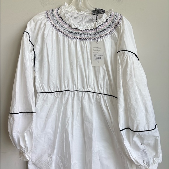 Something Navy Women's Smocked White Puffed Sleeve MIDI Dress  NWT - Picture 6 of 7